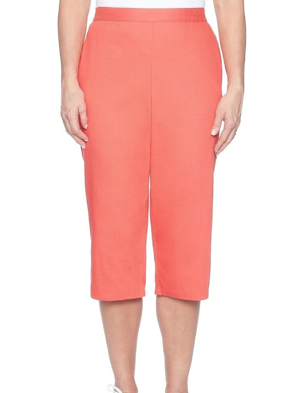 Womens Alfred Dunner Sun City Coral Cropped Pants Size 12P Coral Polyester NWT